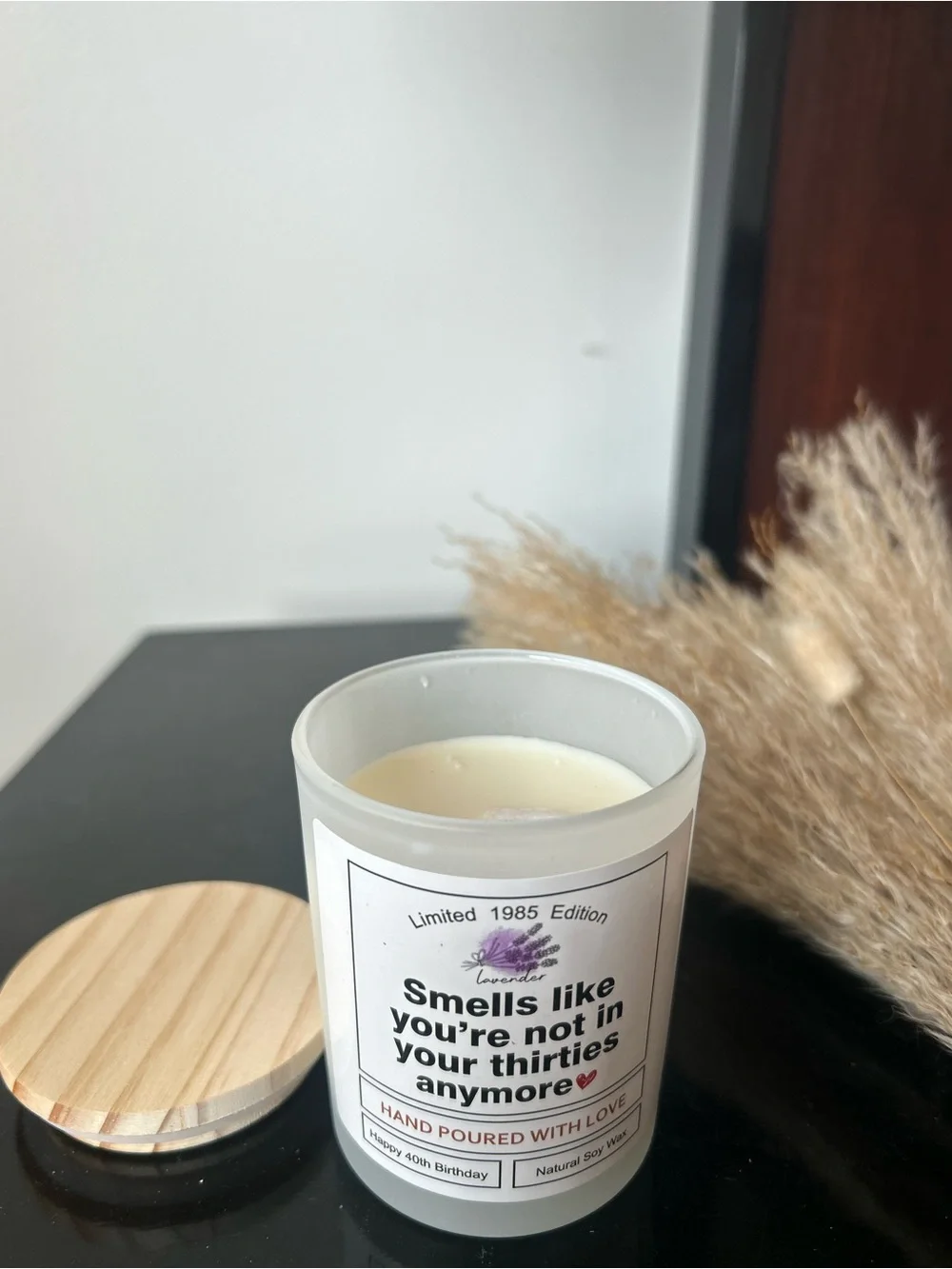 Smells Like You're Not in Your Thirties Anymore Lavender Candle - White